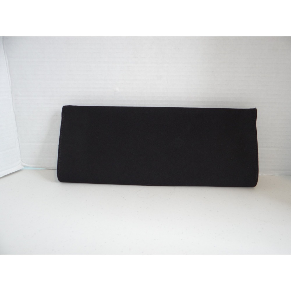 Unbranded Black Fabric Rectangular Evening Clutch Bag Minimalist Formal Snap
